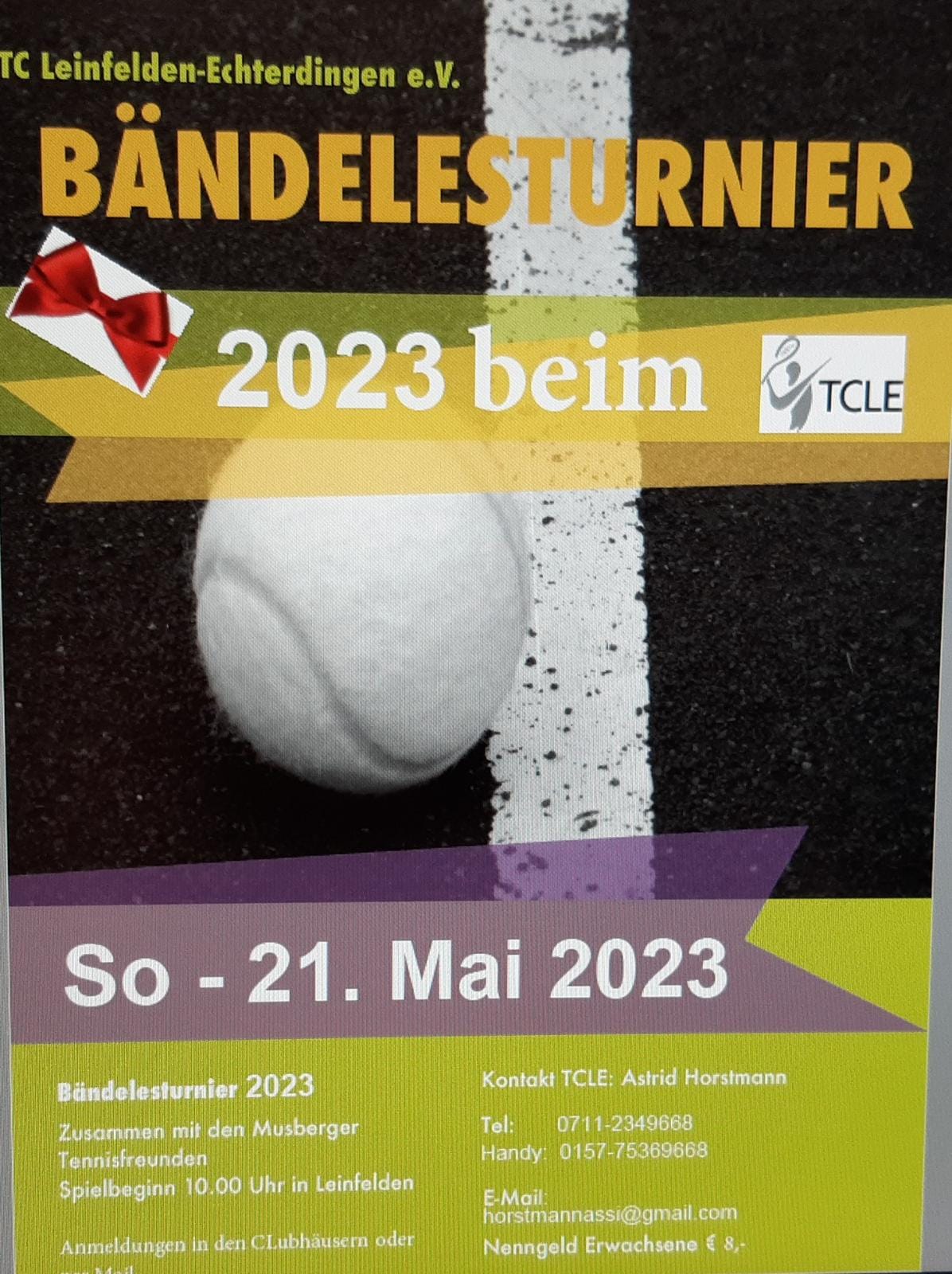 Bändelesturnier am 21. Mai 2023 bei unseren Tennisfreunden in Leinfelden